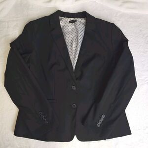 Ann Taylor Blazer Womens LARGE Black 2 Button Up Business Office Career